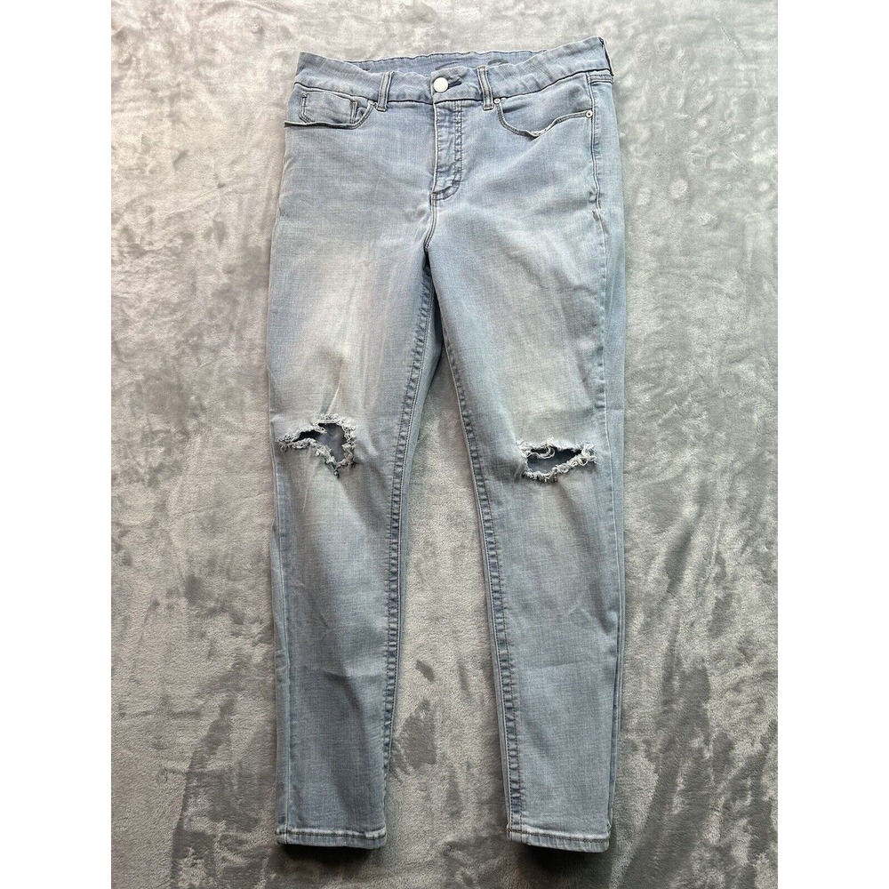 Seven7 Womens Plus Sz 16 Designer Jeans Blue Skinny Light Wash High Rise Stretch